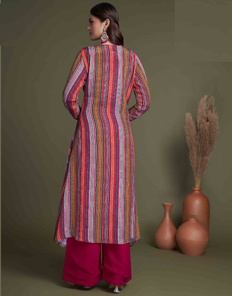 Rani color Koti Style Palazzo Suit With Shrug