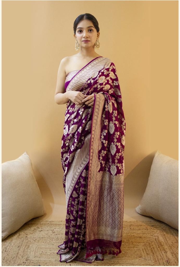 Purple Silk Saree with  Rich Pallu