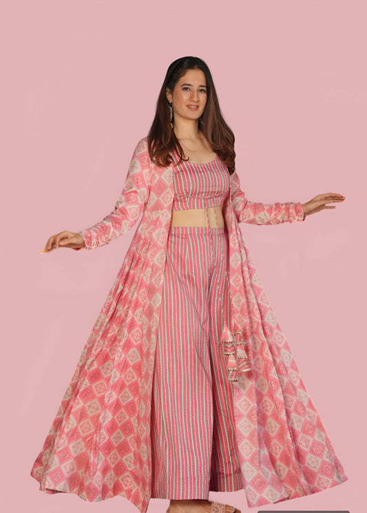 Barbie Pink Koti Style Palazzo Suit with Shrug