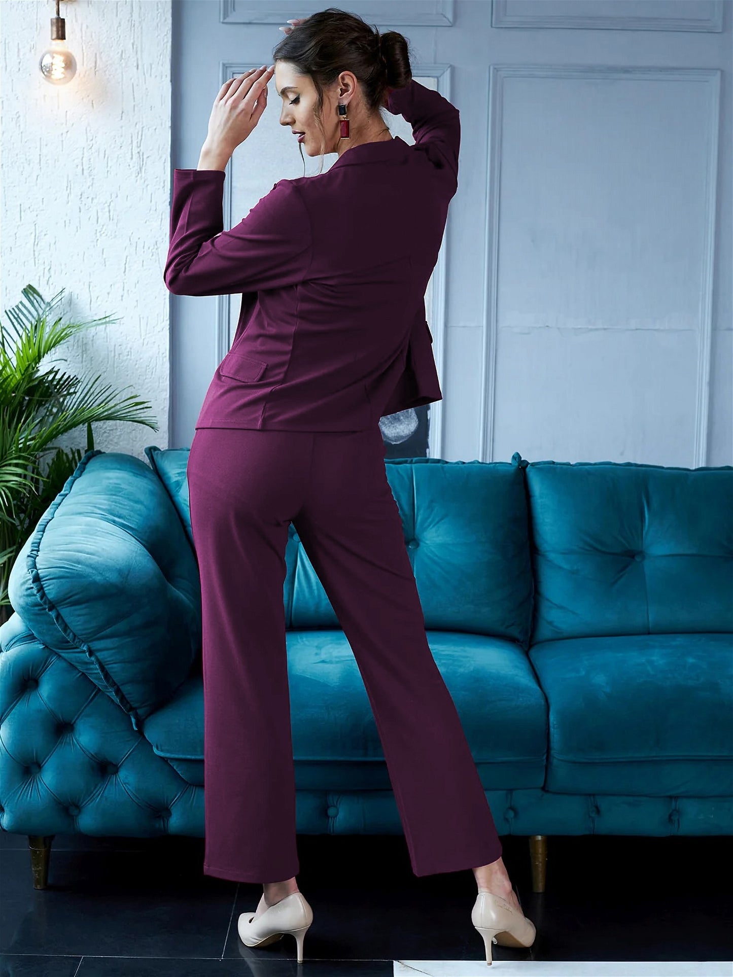 Purple Jacket Top & Trouser Set