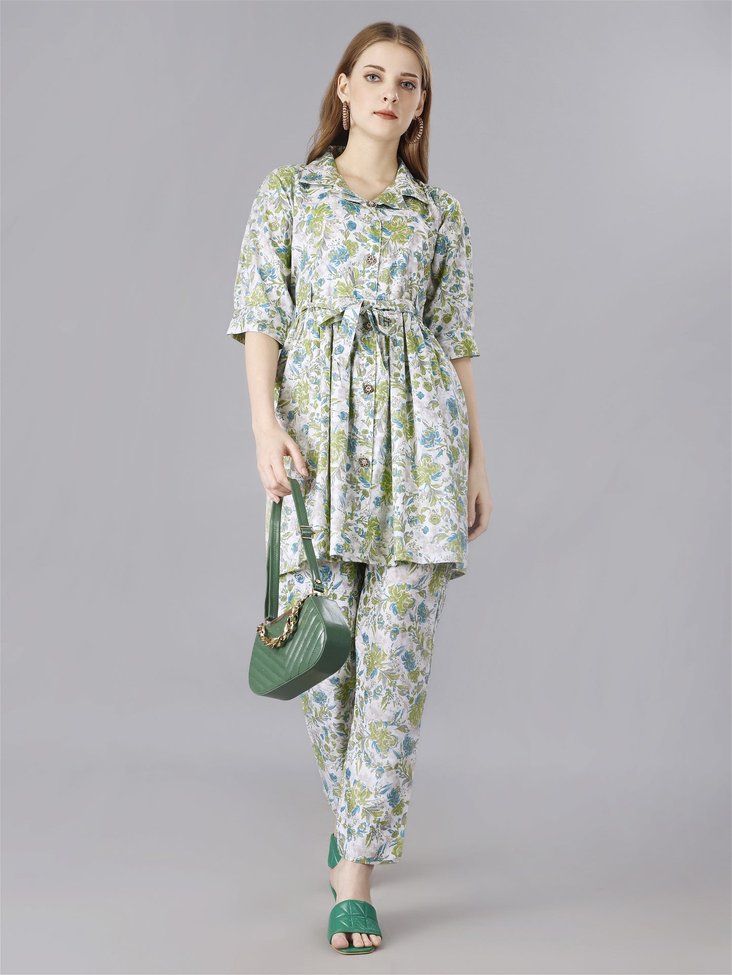 Printed Green Designer Co-Ord Set