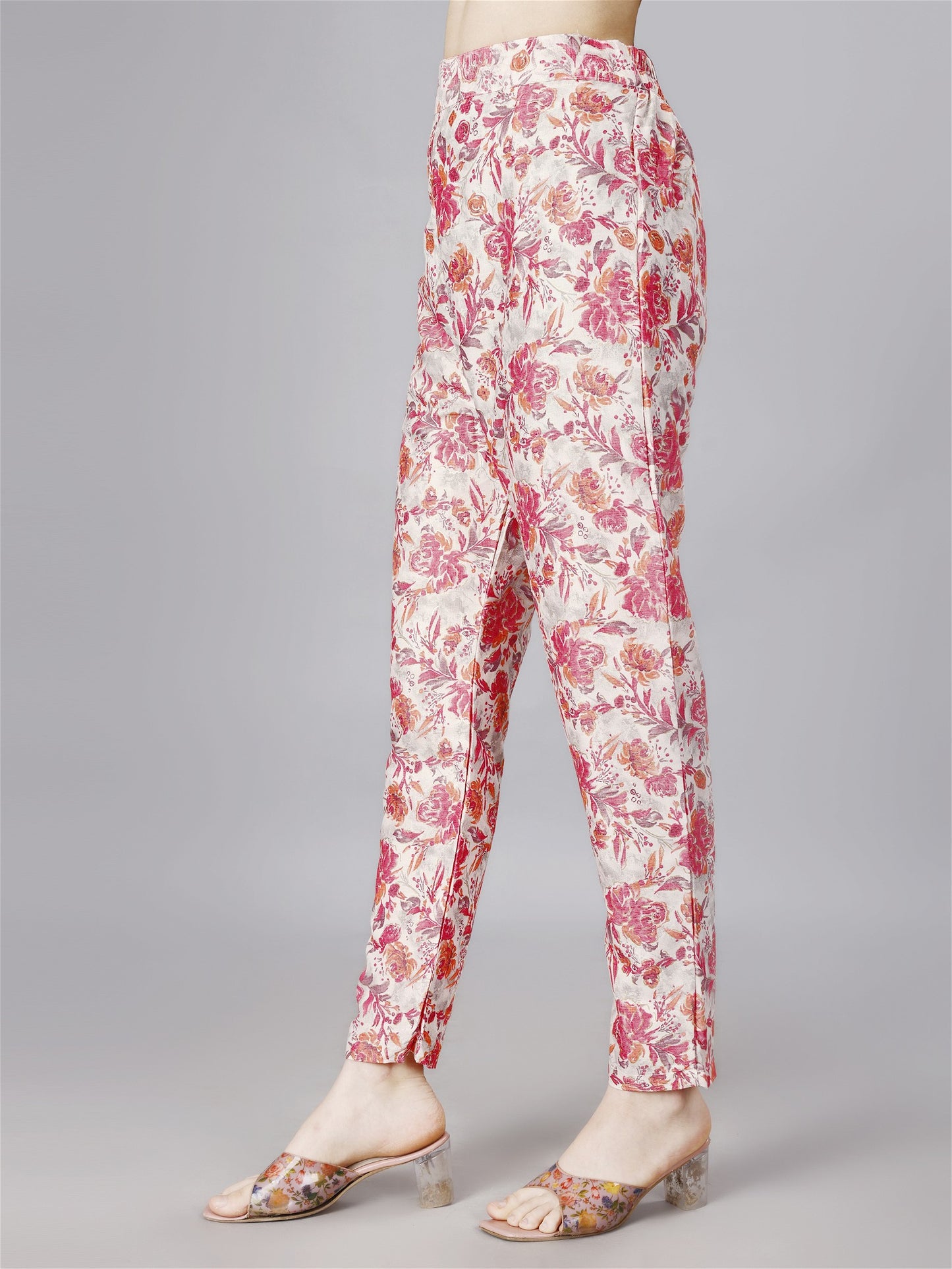 Floral Printed Pink Shirt & Trousers Set