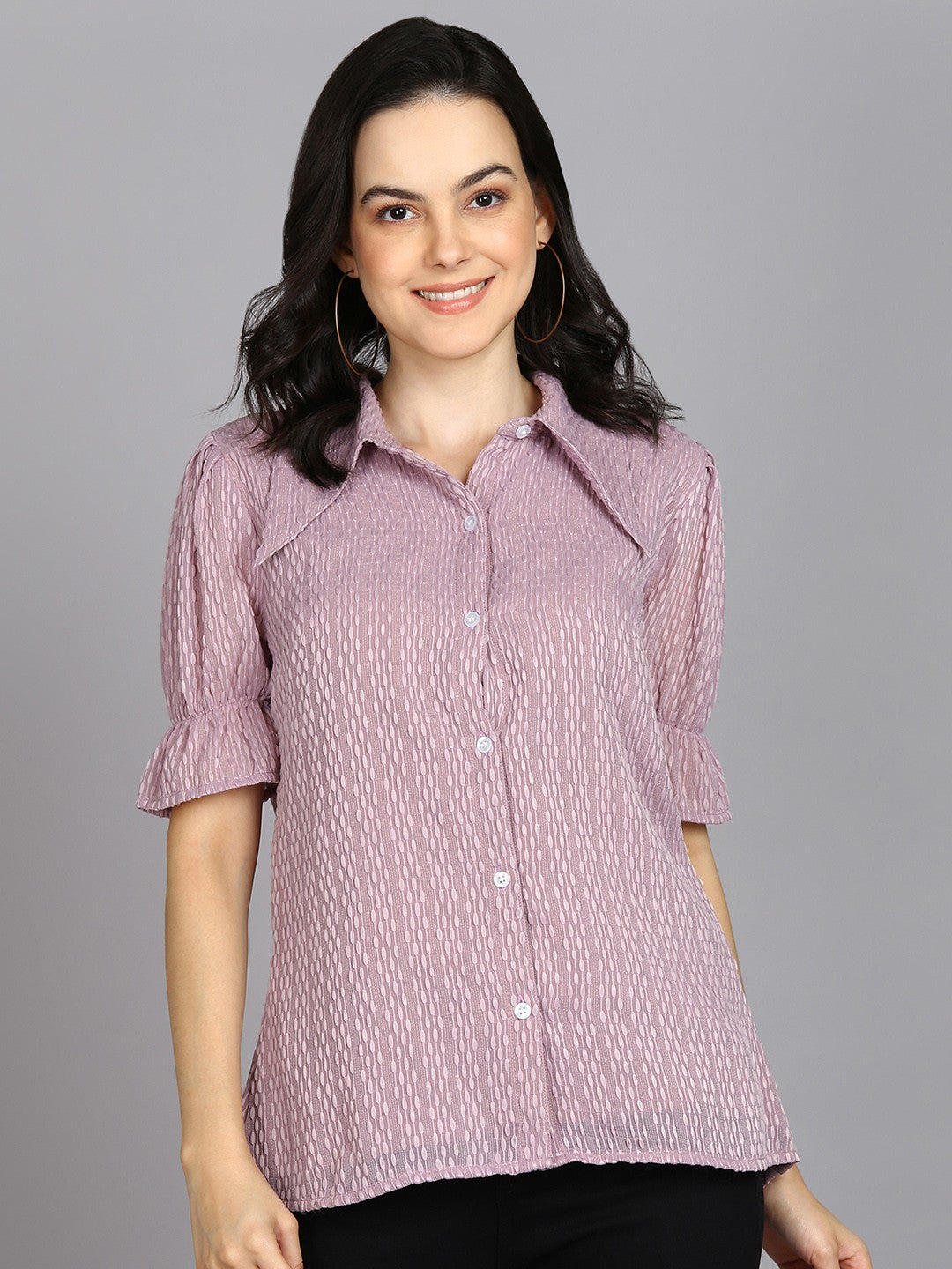Lavender Georgette Fabric Shirt