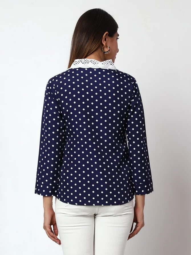 Dark Blue Round Neck Top