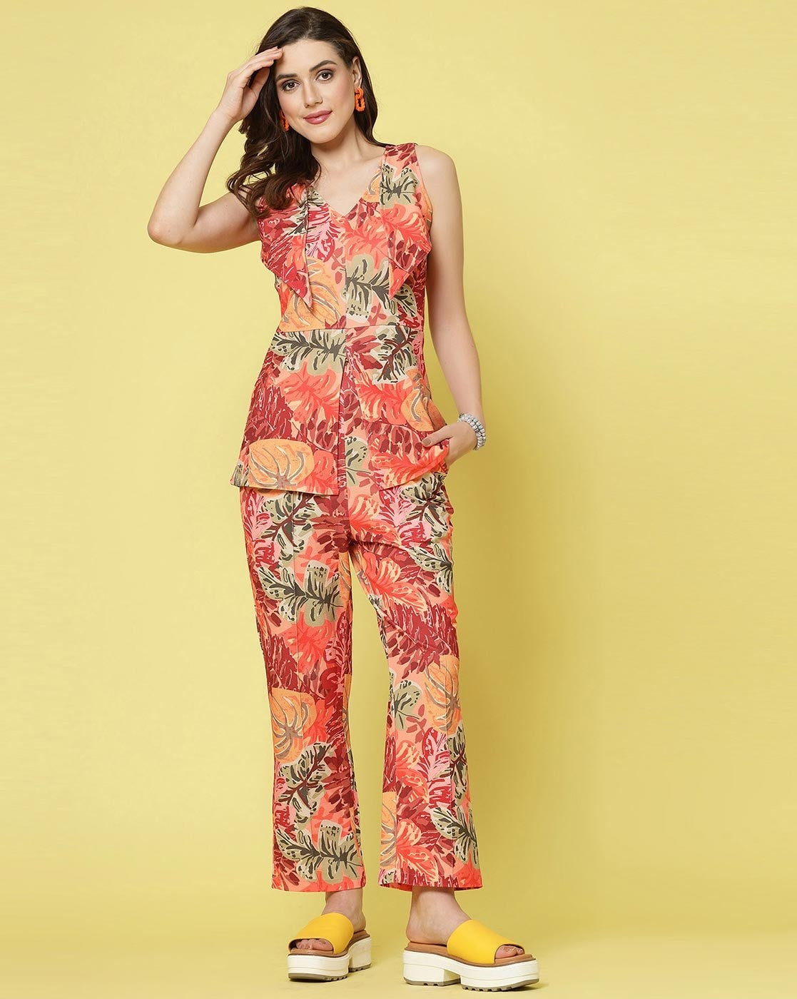 Abstract Printed Top and Trouser Pant Set