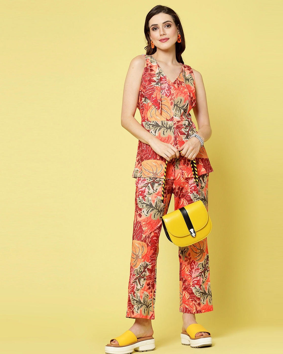 Abstract Printed Top and Trouser Pant Set