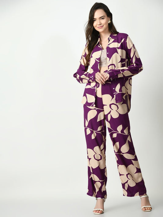 Classic Purple Shirt and Trousers Co-Ord Set