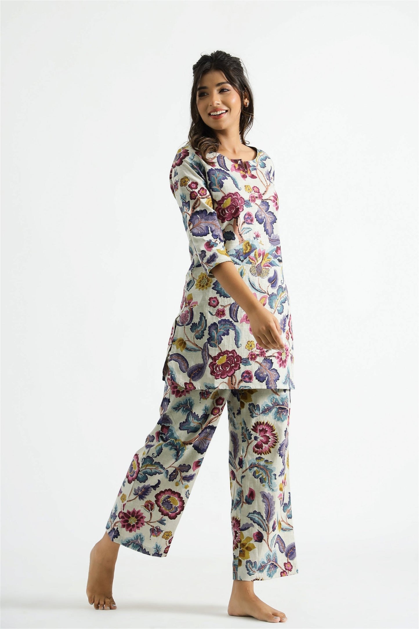 Multi Coloured Cotton Rayon Casual Set