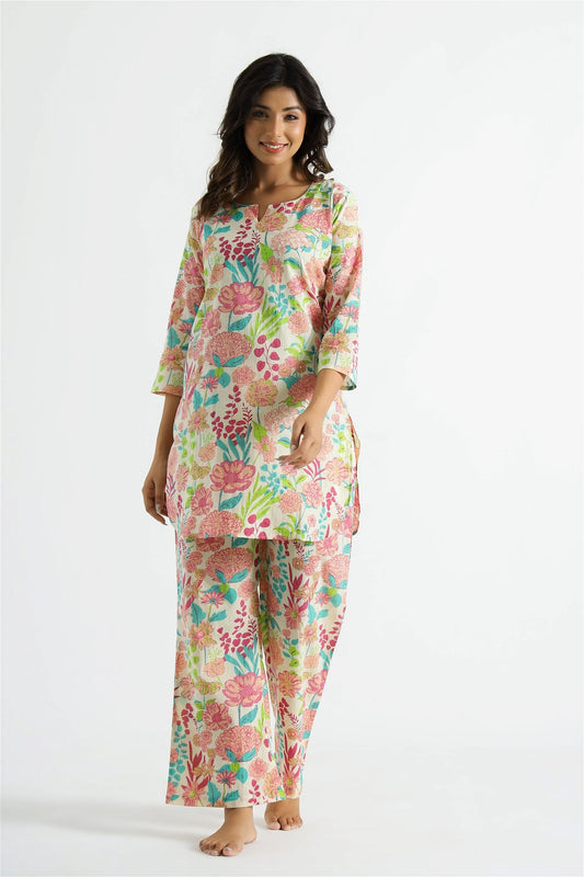 Multi Color Digital Floral Printed Co-ord set