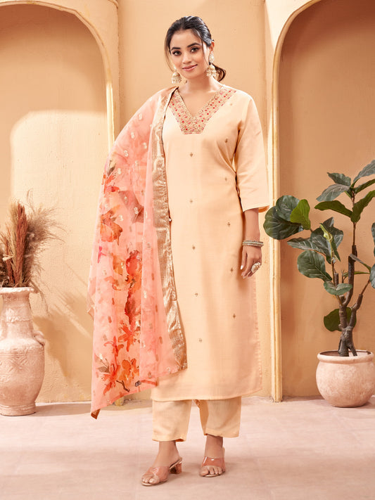 Designer Kurta set with Knee Bottom Pant and Beautiful Dupatta