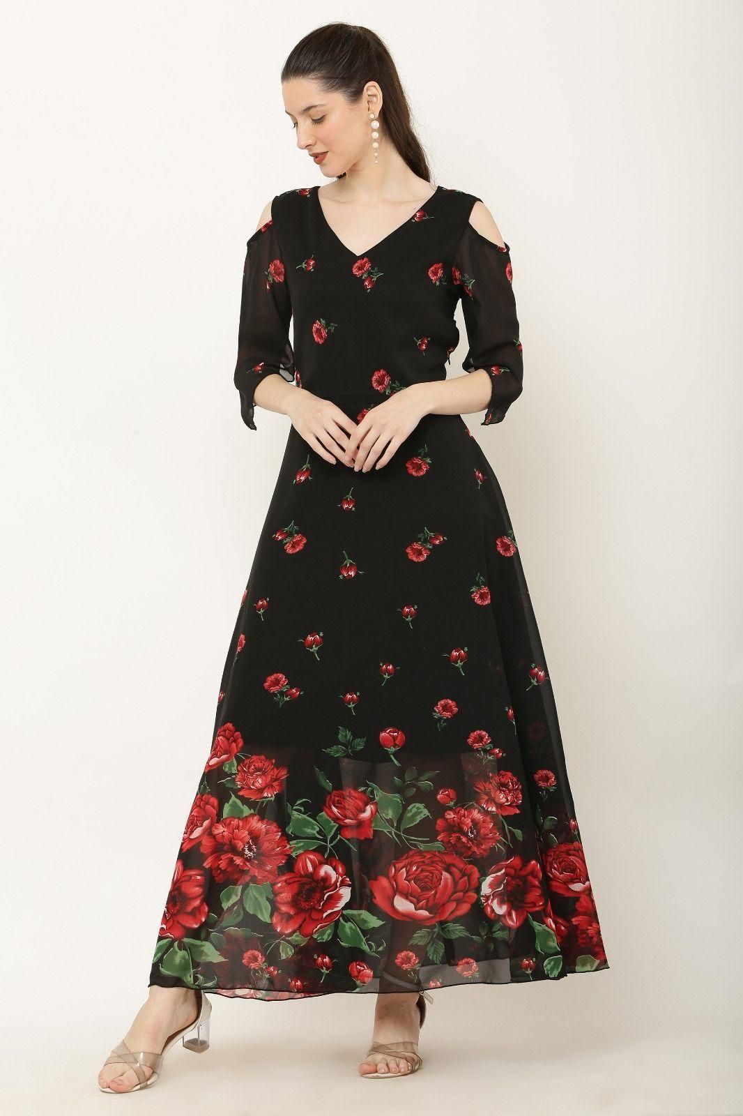 Vivient Floral Georgette Maxi Dress